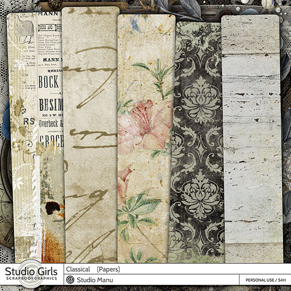 Classical Digital Scrapbook Papers