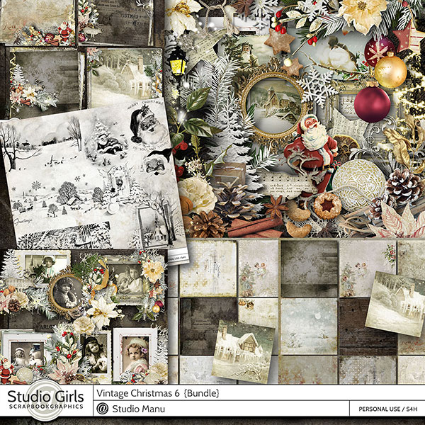 Vintage Christmas Digital Scrapbook Collection