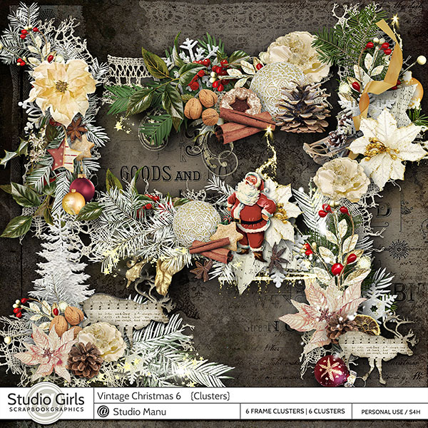 Vintage Christmas Scrapbooking Clusters