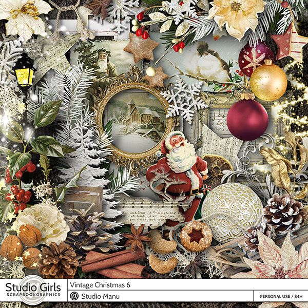 Vintage Christmas Digital Scrapbook Kit