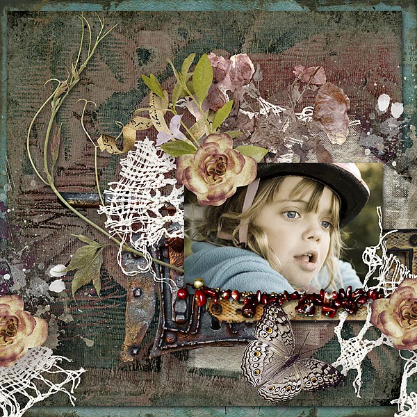 Vintage Digital Scrapbooking Inspiration Layout