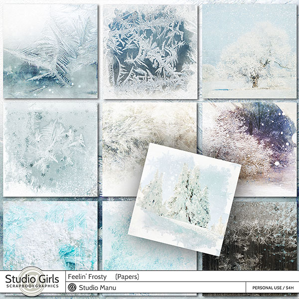 Winter digital scrapbook papers