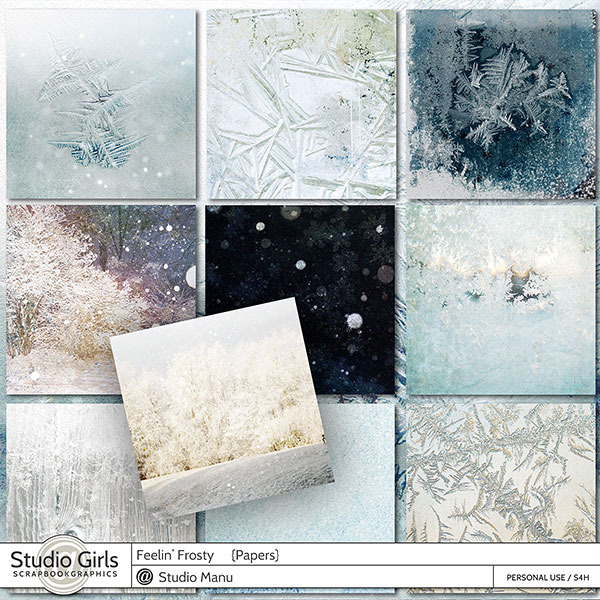 Winter digital scrapbook papers