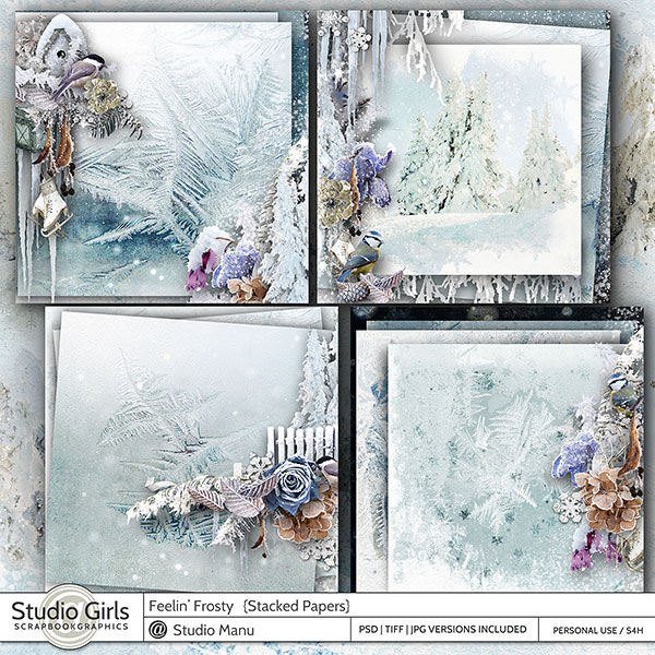 Winter Scrapbooking Stacked Papers