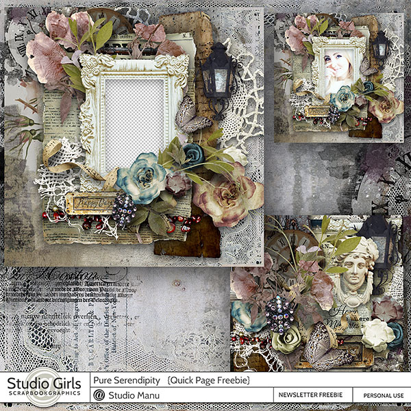 Vintage Digital Scrapbooking Quick Page Freebie