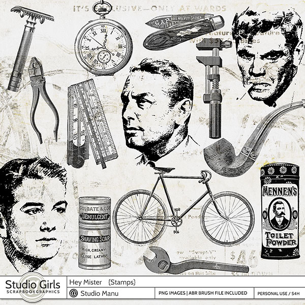 Masculine Stamps and Photoshop Brushes 