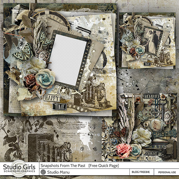 Vintage Digital Scrapbooking Quick Page Freebie