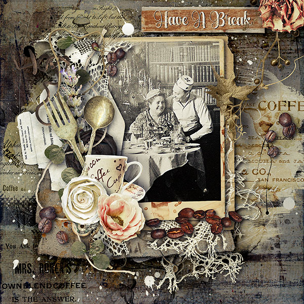 Coffee Digital Scrapbook Inspiration Layout