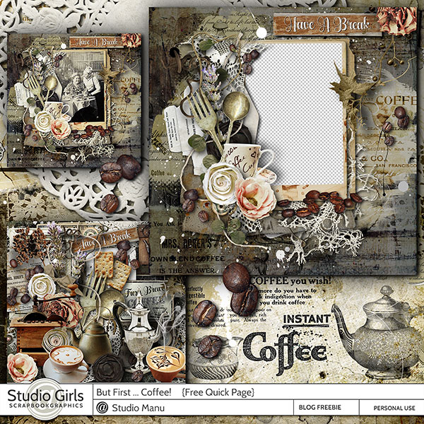 New Scrapbook Collection But First … Coffee – Digital Scrapbooking