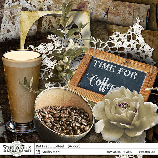 Digital scrapbooking freebie kit - Coffee