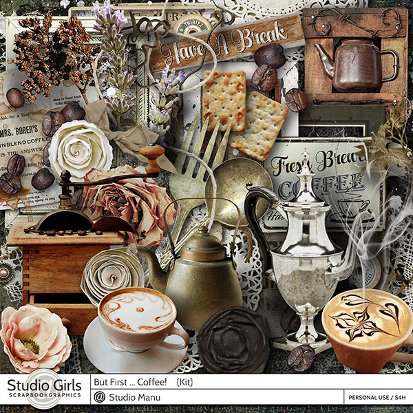 Digital Scrapbook Kit But First ... Coffee!