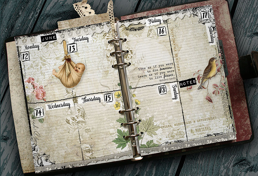 Printable vintage style planner pages