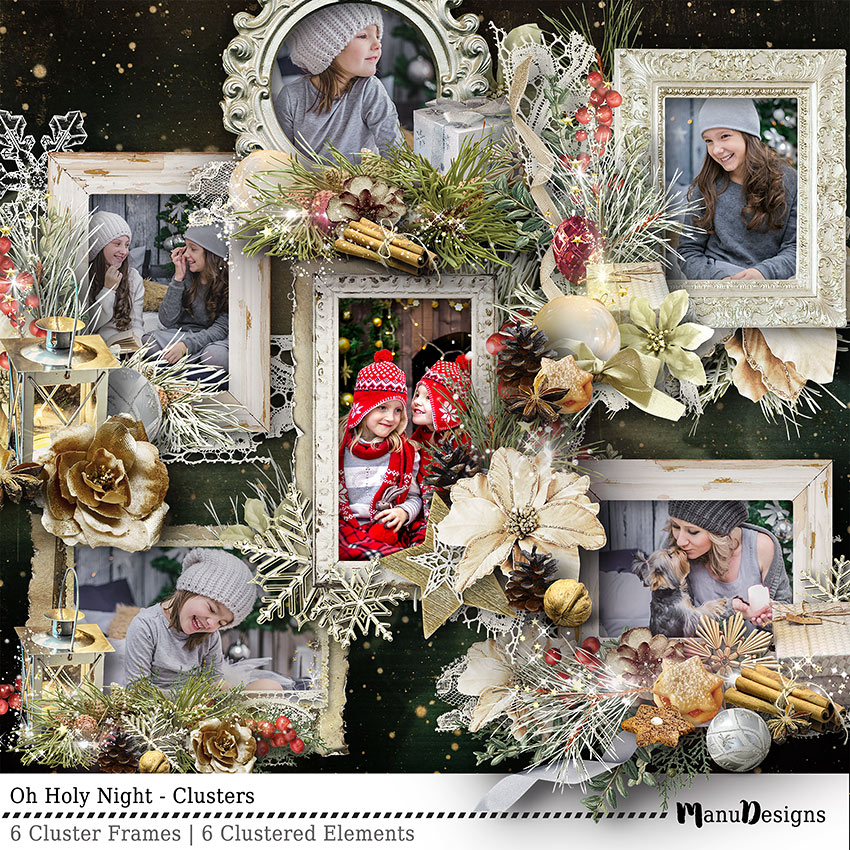 Christmas digital scrapbook clusters