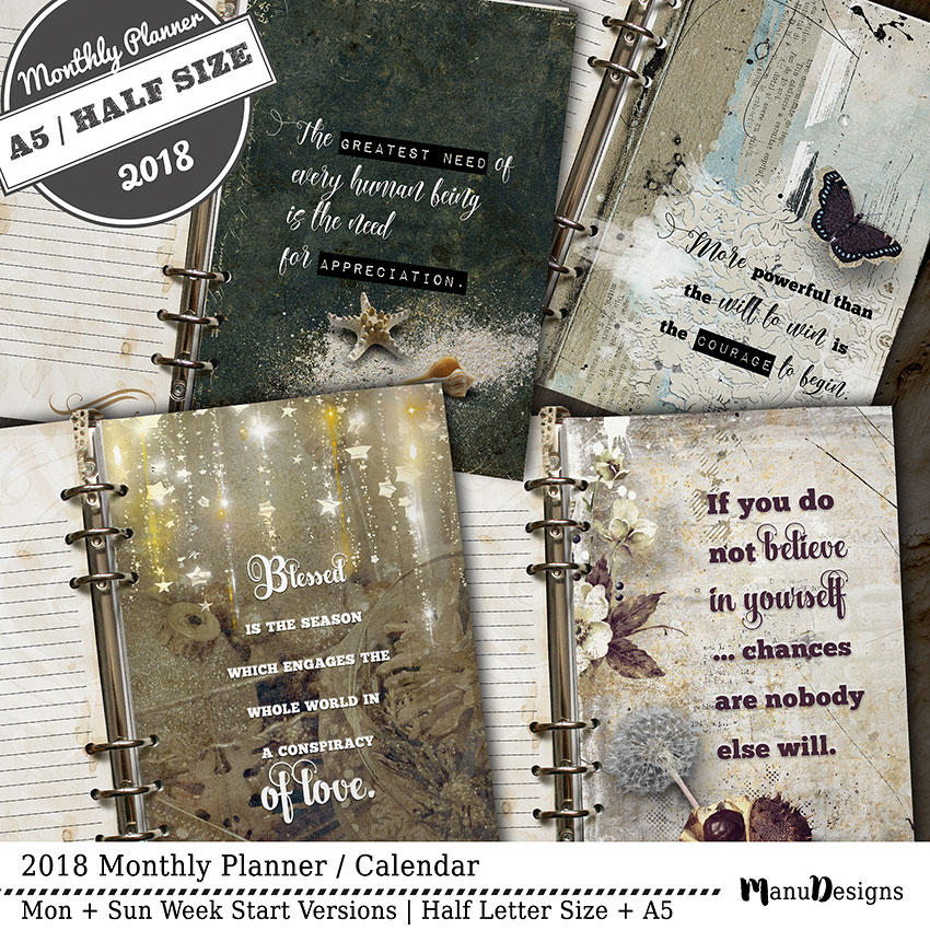 Monthly planner inserts 2018