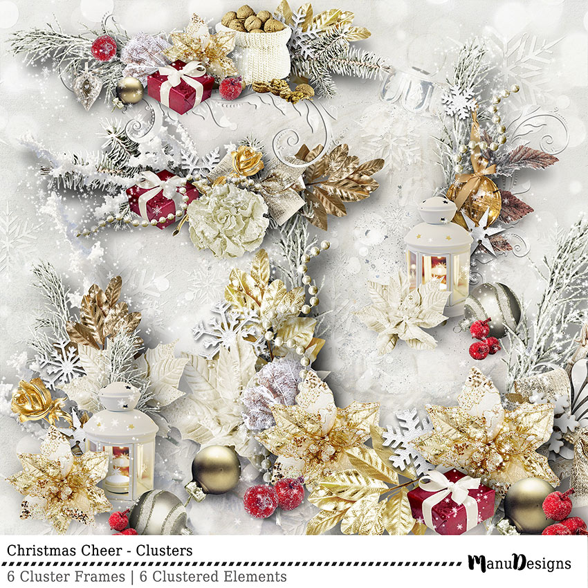 Christmas Cheer digital scrapbook clusters