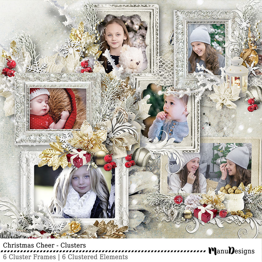 Christmas Cheer digital scrapbook clusters