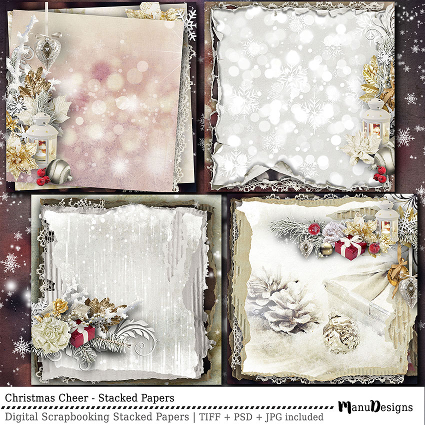 Christmas Cheer Stacked Papers Premade Scrapbook Pages