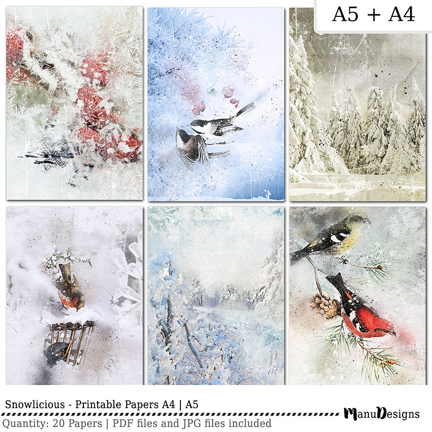 Digital printable winter papers