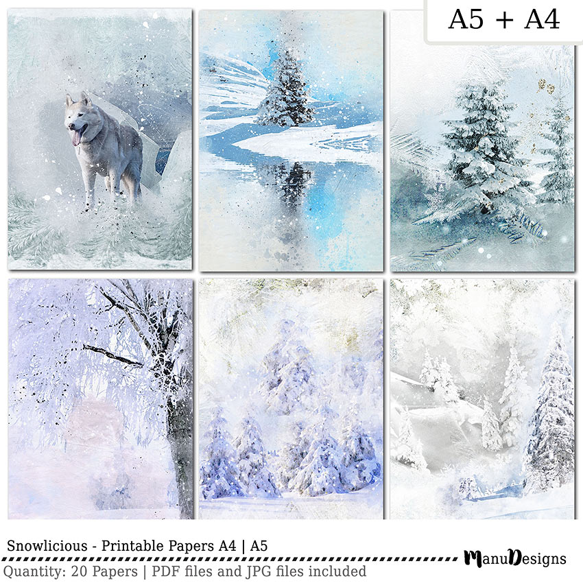 Digital printable winter papers