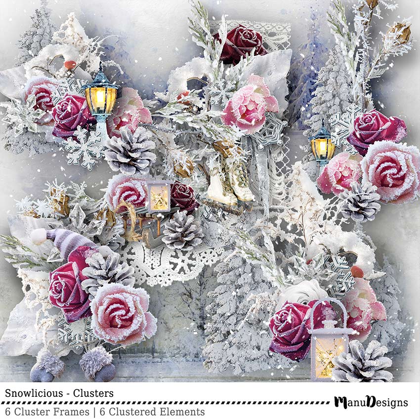 Digital Winter Scrapbook Clusters Snowlicious