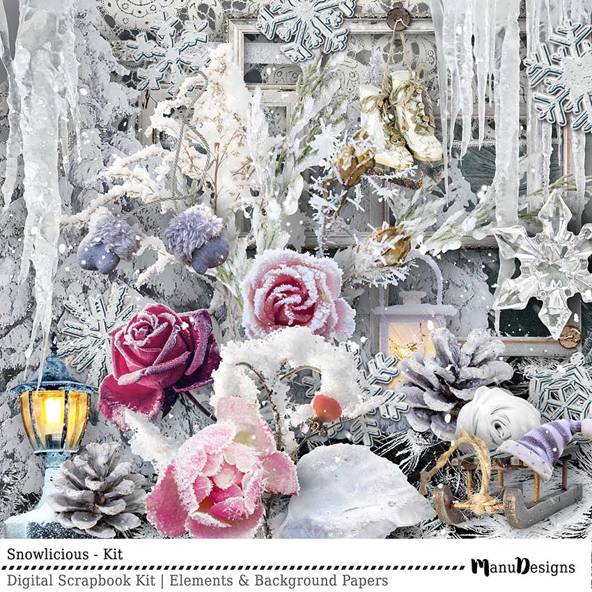 Digital Winter Scrapbook Kit Snowlicious