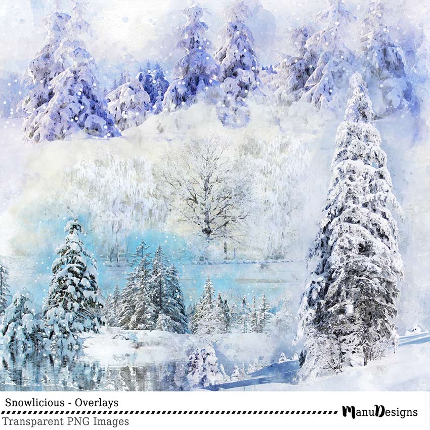 Digital Winter Scrapbook Overlays Snowlicious