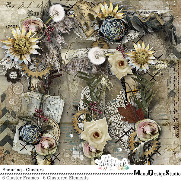 Enduring - Vintage Digital Scrapbook Clusters