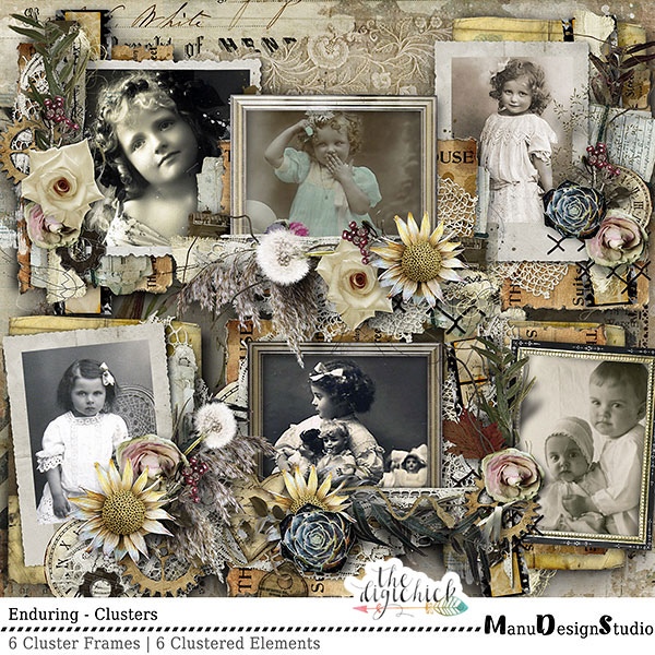 Enduring - Vintage Digital Scrapbook Clusters