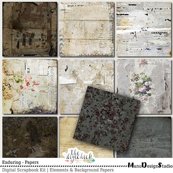 Enduring - Vintage Digital Scrapbook Papers