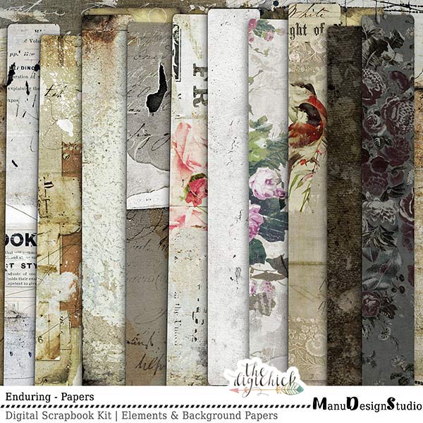 Enduring - Vintage Digital Scrapbook Papers