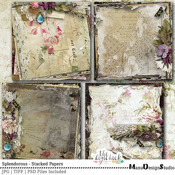 Digital Scrapbooking Splendorous Stacked Papers