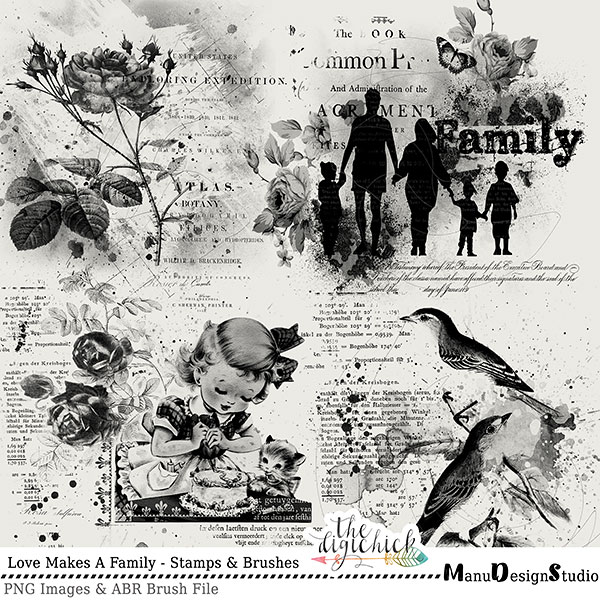 Photoshop Brushes and Vintage Grunge Scrapbook Stamps