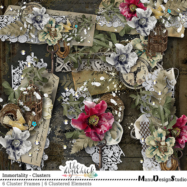 Immortality - Vintage Scrapbook Clusters And Frame Clusters