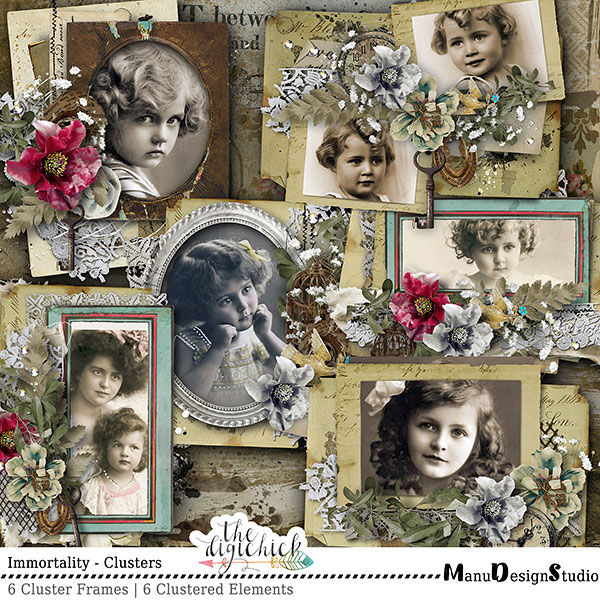 Immortality - Vintage Scrapbook Clusters And Frame Clusters