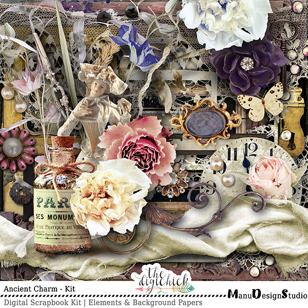 Vintage Digital Scrapbook Kit Ancient Charm