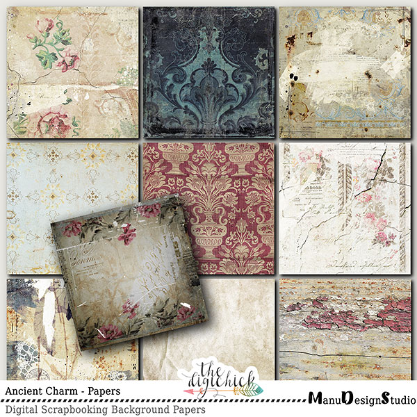 Vintage Digital Scrapbook Papers