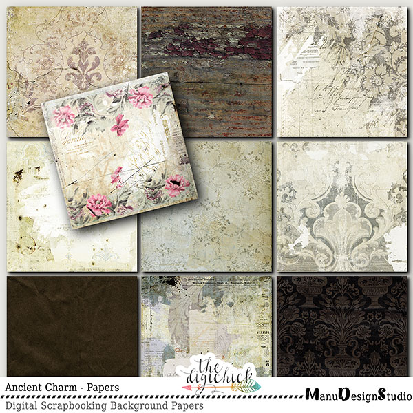 Vintage Digital Scrapbook Papers