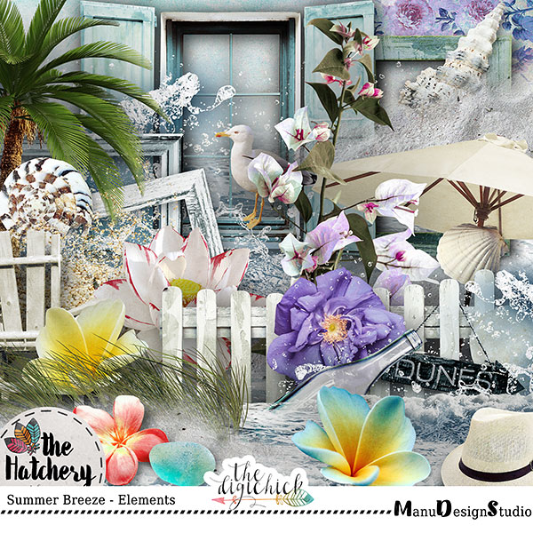 Summer Breeze - Digital Summer Scrapbook Elements