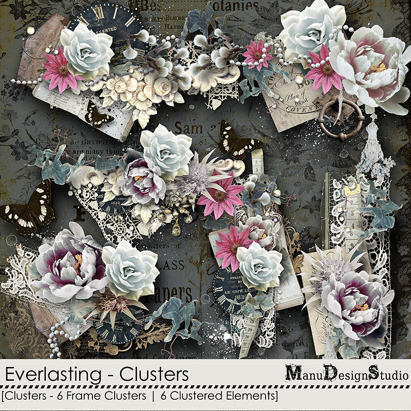 Vintage Digital Scrapbook Clusters