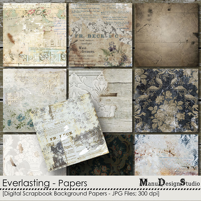 Everlasting: Vintage Digital Scrapbook Papers