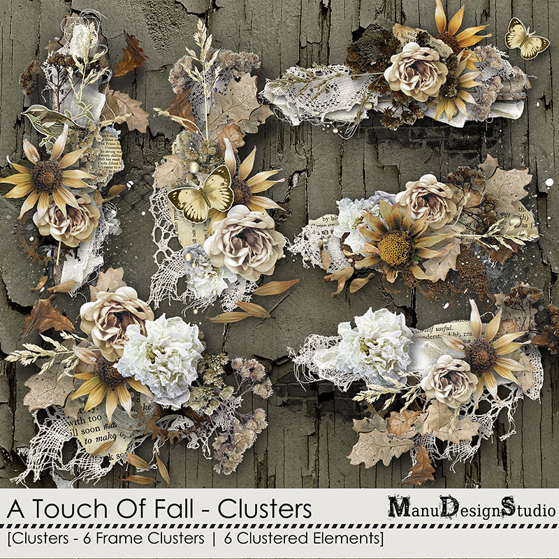 A Touch Of Fall - Vintage Fall Scrapbook Clusters