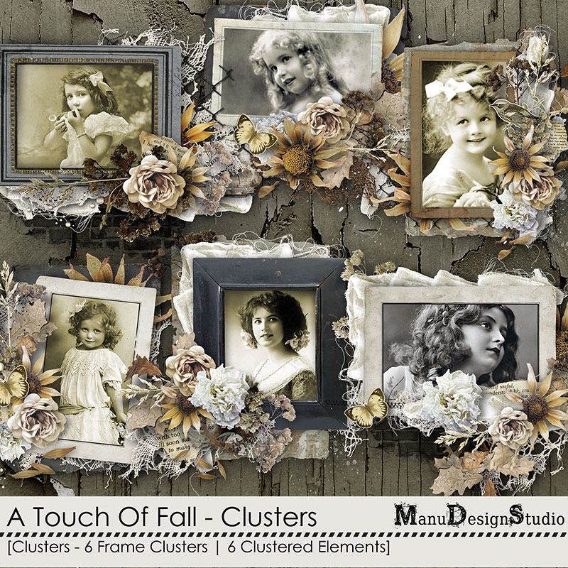 A Touch Of Fall - Vintage Fall Scrapbook Clusters