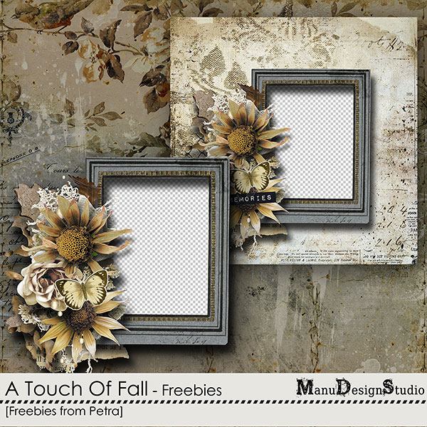 Vintage Autumn Freebie Cluster Frame and Quick Page from Petra