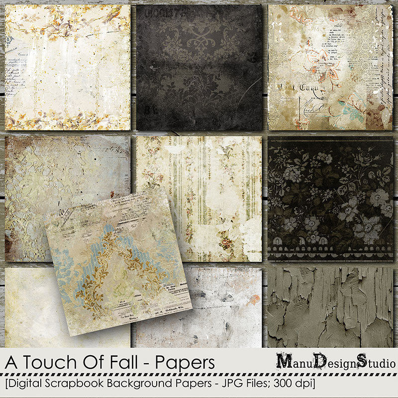 A Touch Of Fall - Vintage Fall Scrapbook Papers