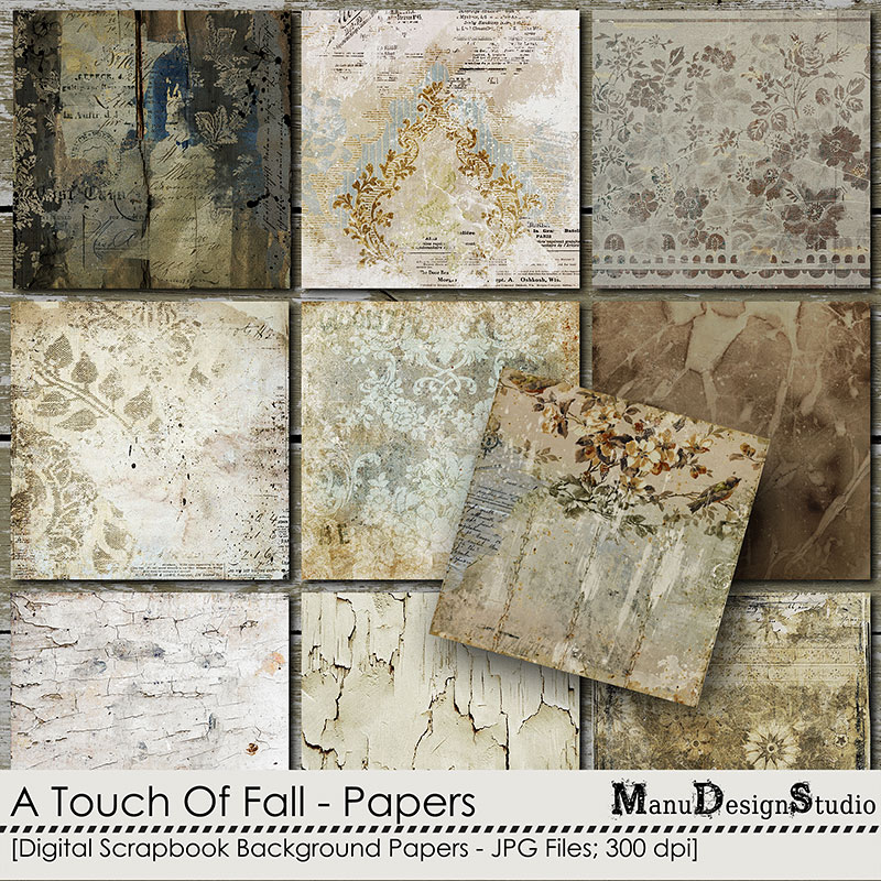 A Touch Of Fall - Vintage Fall Scrapbook Papers