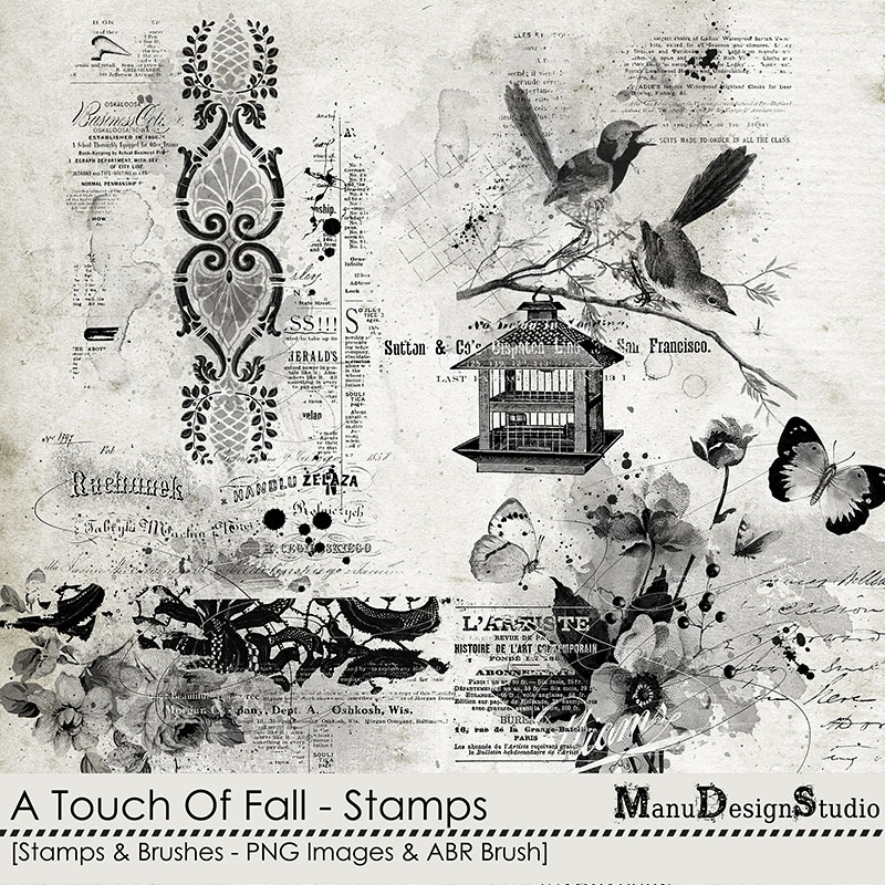 A Touch Of Fall - Vintage Fall Scrapbook Stamps and Brushes