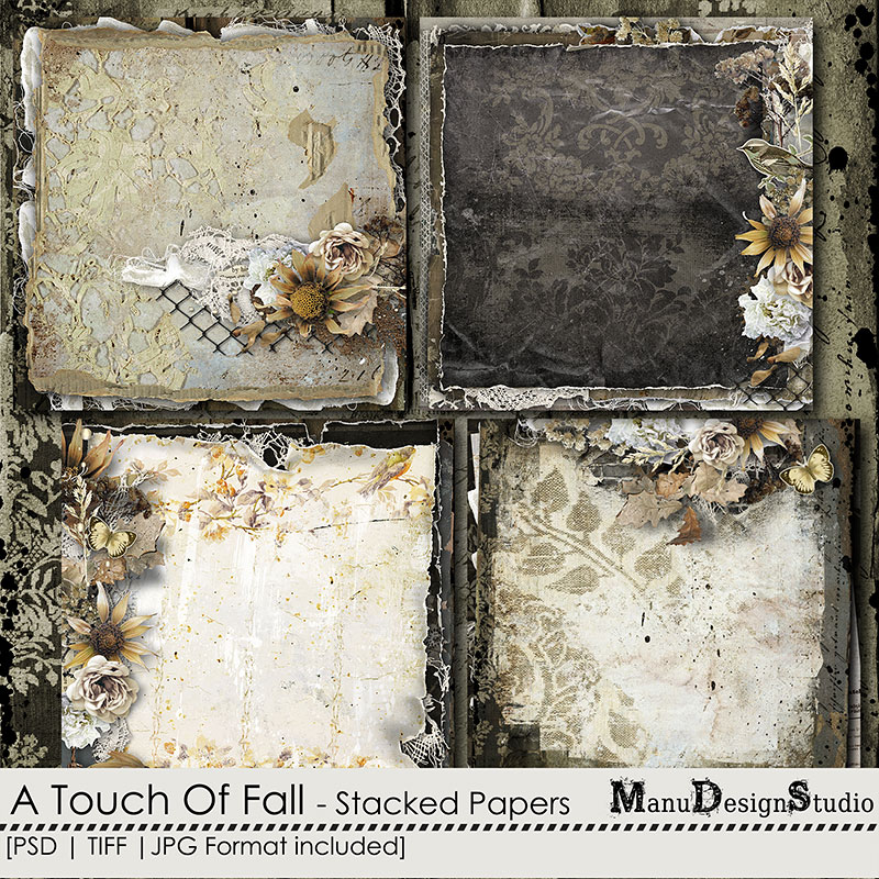 A Touch Of Fall - Vintage Fall Scrapbook Stacked Papers