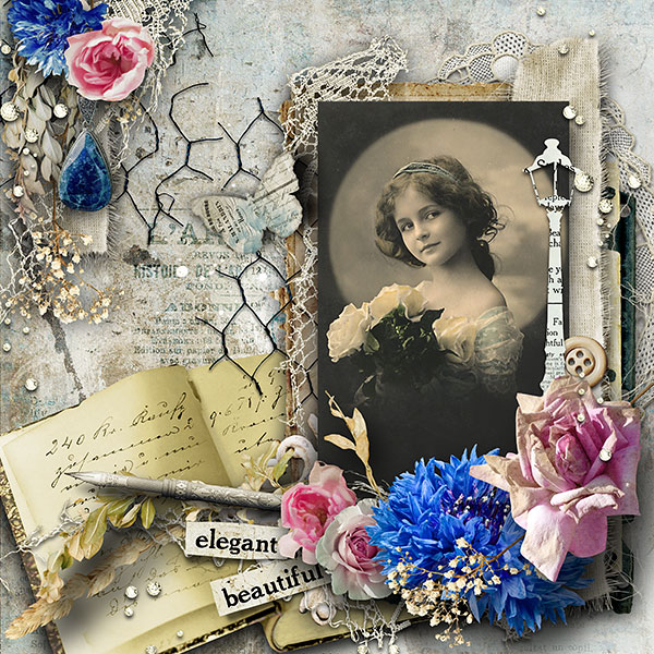 Vintage digital scrapbook page