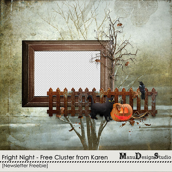 Halloween digital scrapbook cluster freebie