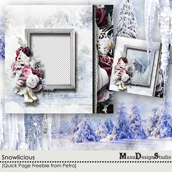 winter digital scrapbook quick page